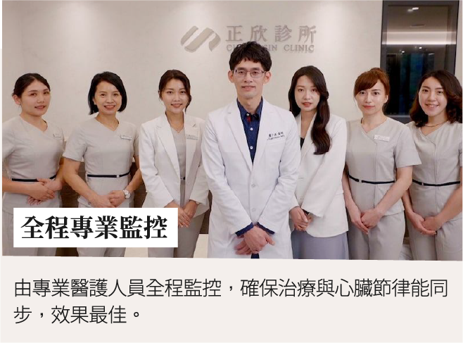 正欣診所專業醫護團隊合影，展現全程監控與專業照護，確保療程安心有效。